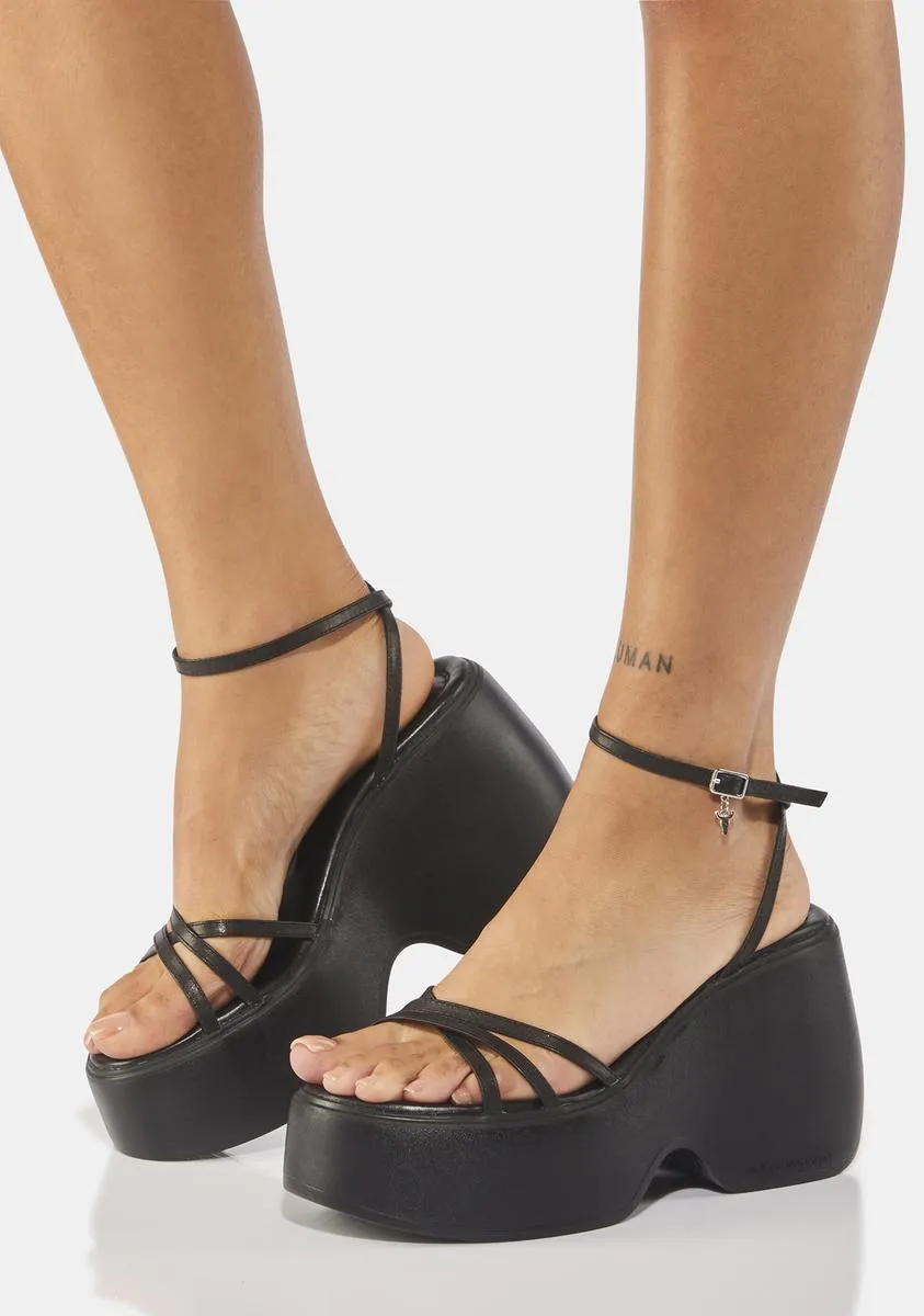 Soulmate Black Platform Leather Heels-