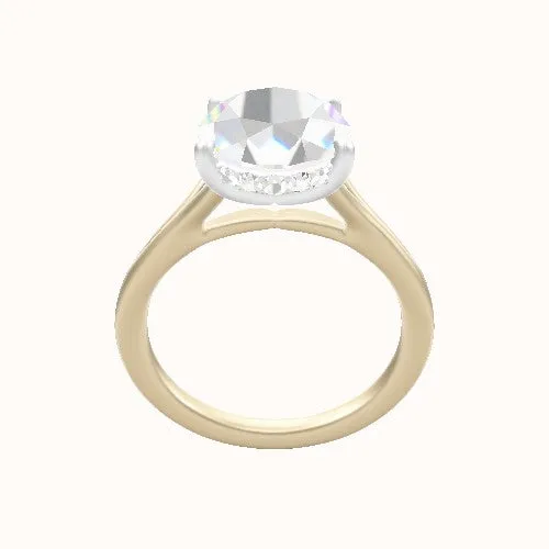 Split Cathedral Engagement Ring With Low Set Pave  Hidden Halo Head