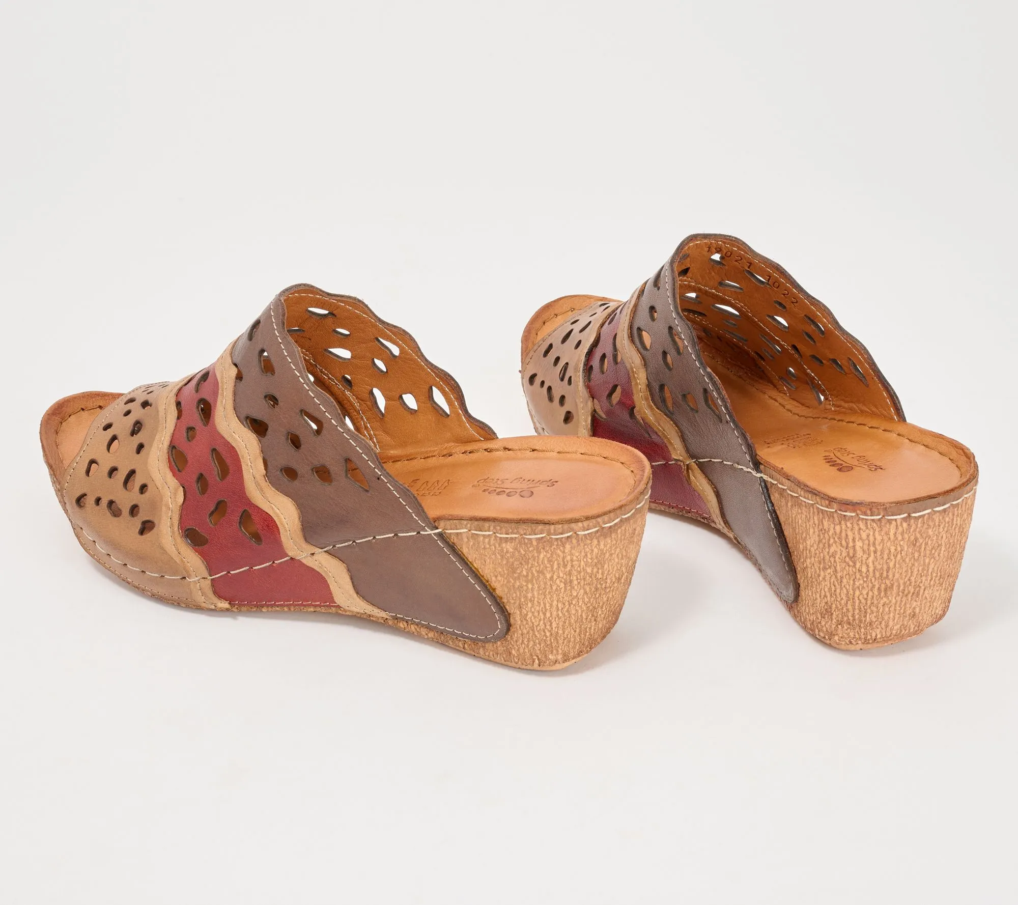 Spring Step Perforated Leather Wedges