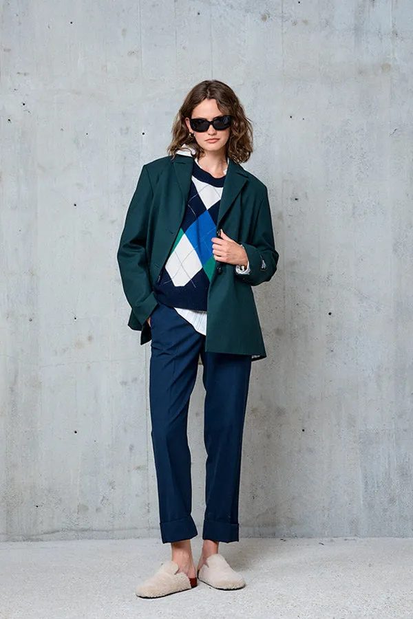 Stella Forest CLOTHILDE GREEN OVERSIZED WOOL JACKET