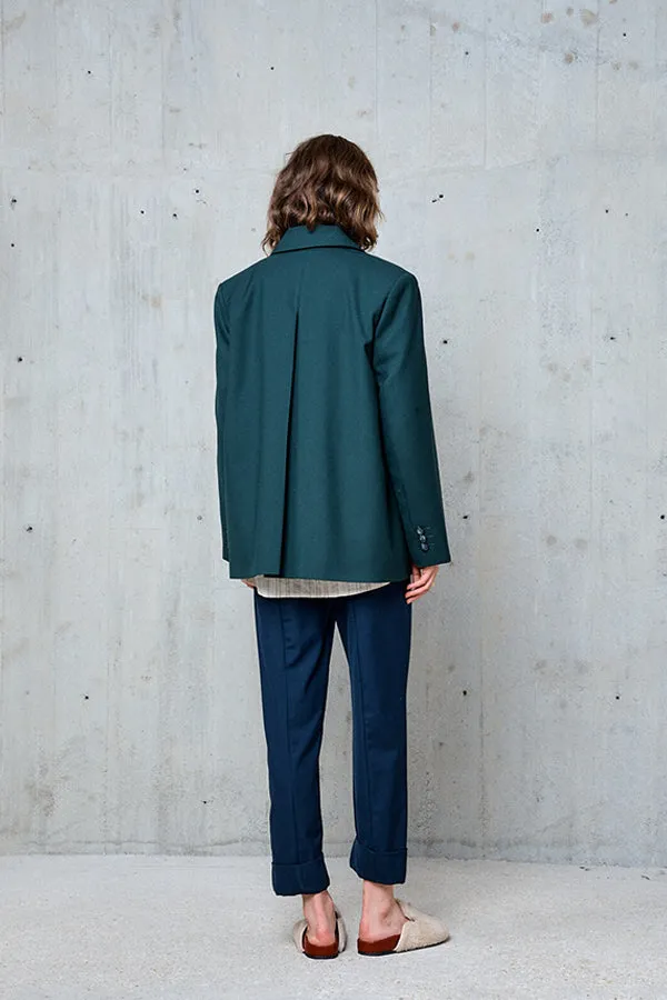 Stella Forest CLOTHILDE GREEN OVERSIZED WOOL JACKET