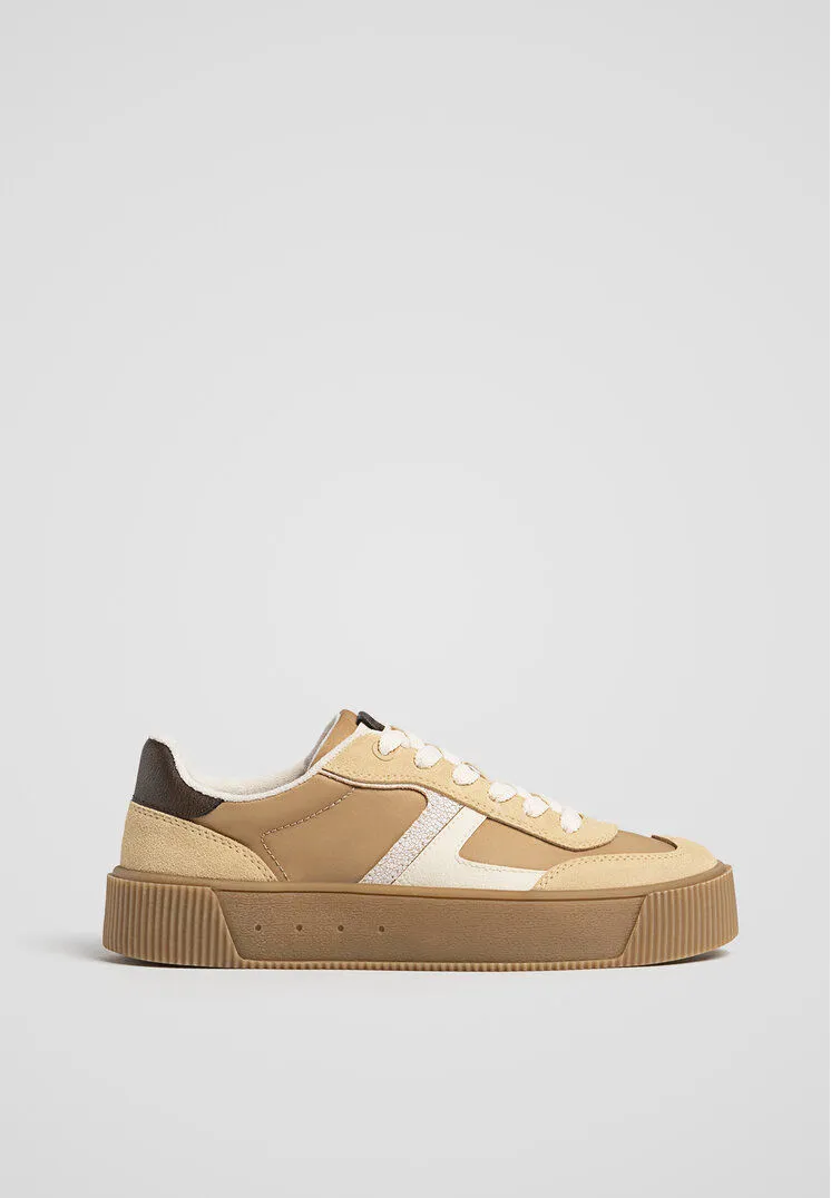 Stradivarius Flatform trainers  BEIGE 4