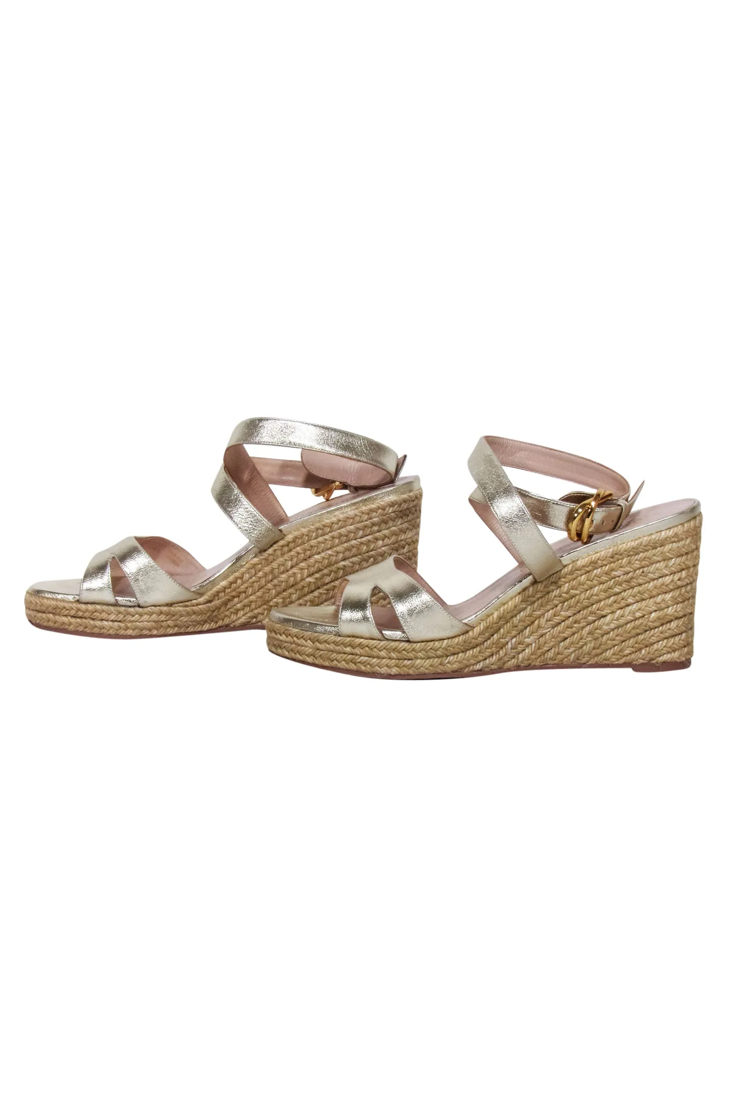 Stuart Weitzman - Gold Metallic Espadrille Wedges Sz 11