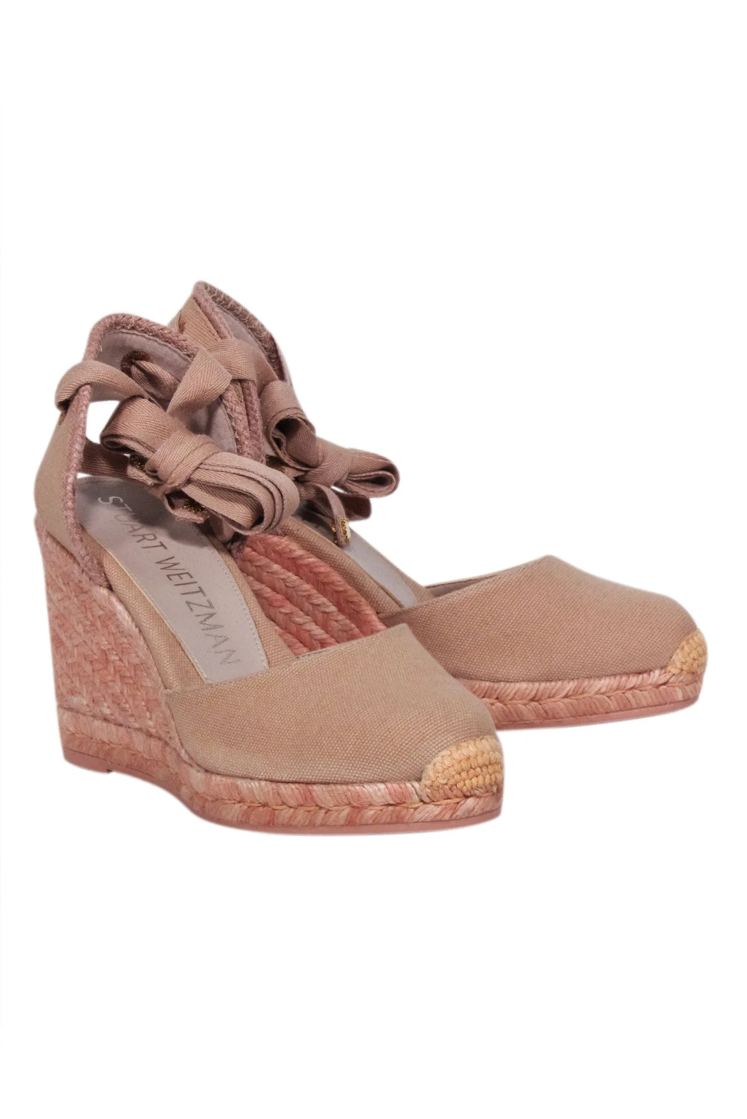 Stuart Weitzman - Pink Marguerita Espadrille Wedges Sz 5.5