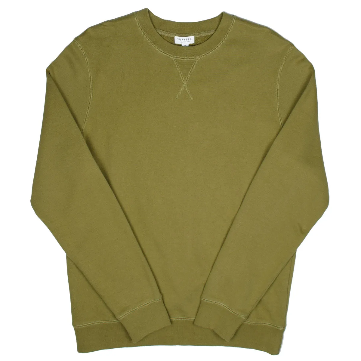 Sunspel Olive Loopback Sweatshirt.