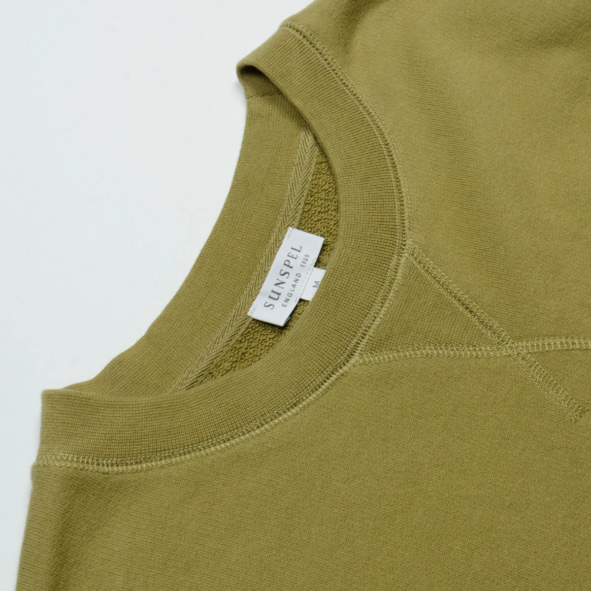 Sunspel Olive Loopback Sweatshirt.