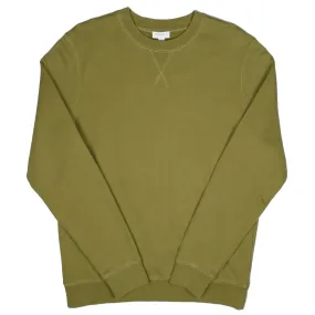 Sunspel Olive Loopback Sweatshirt.