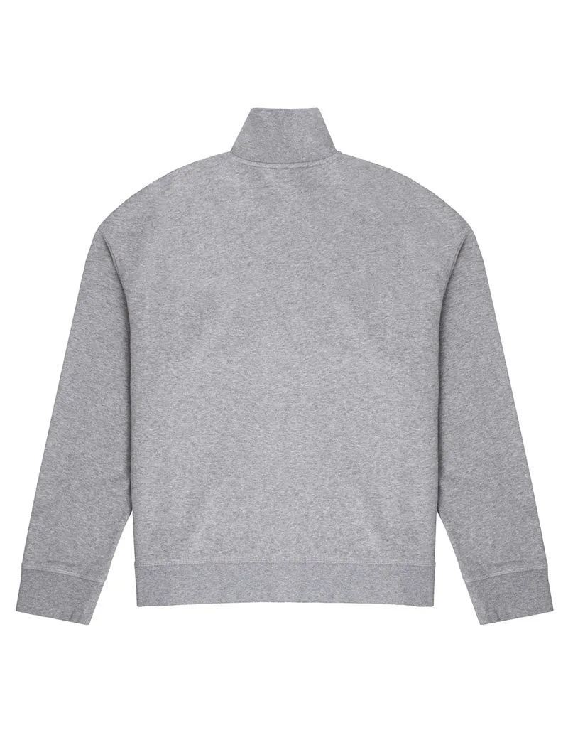 Sunspel Women's Half Zip Grey Melange Loopback Sweatshirt