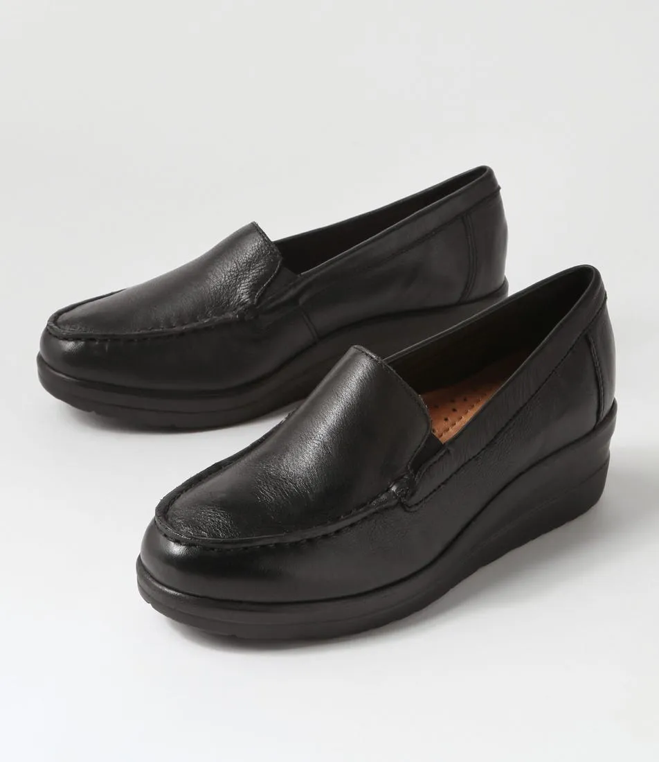 Black Leather Wedges from SUPERSOFT