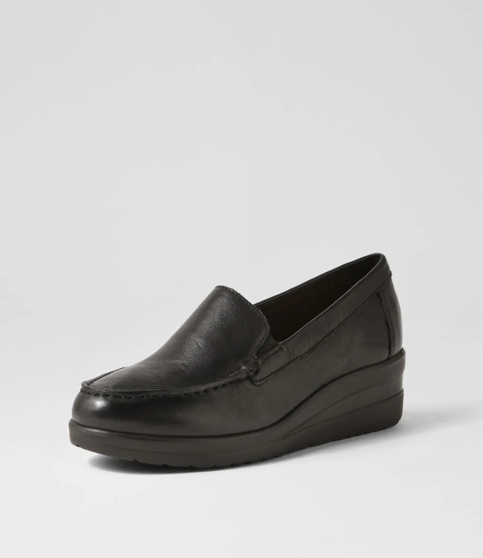 Black Leather Wedges from SUPERSOFT