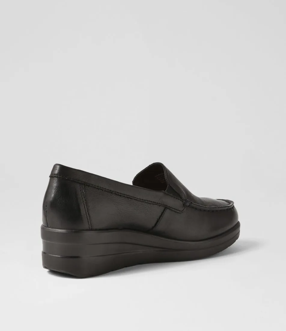 Black Leather Wedges from SUPERSOFT