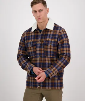 Kaituna Sherpa Lined Jacket for Men - Toffee Check