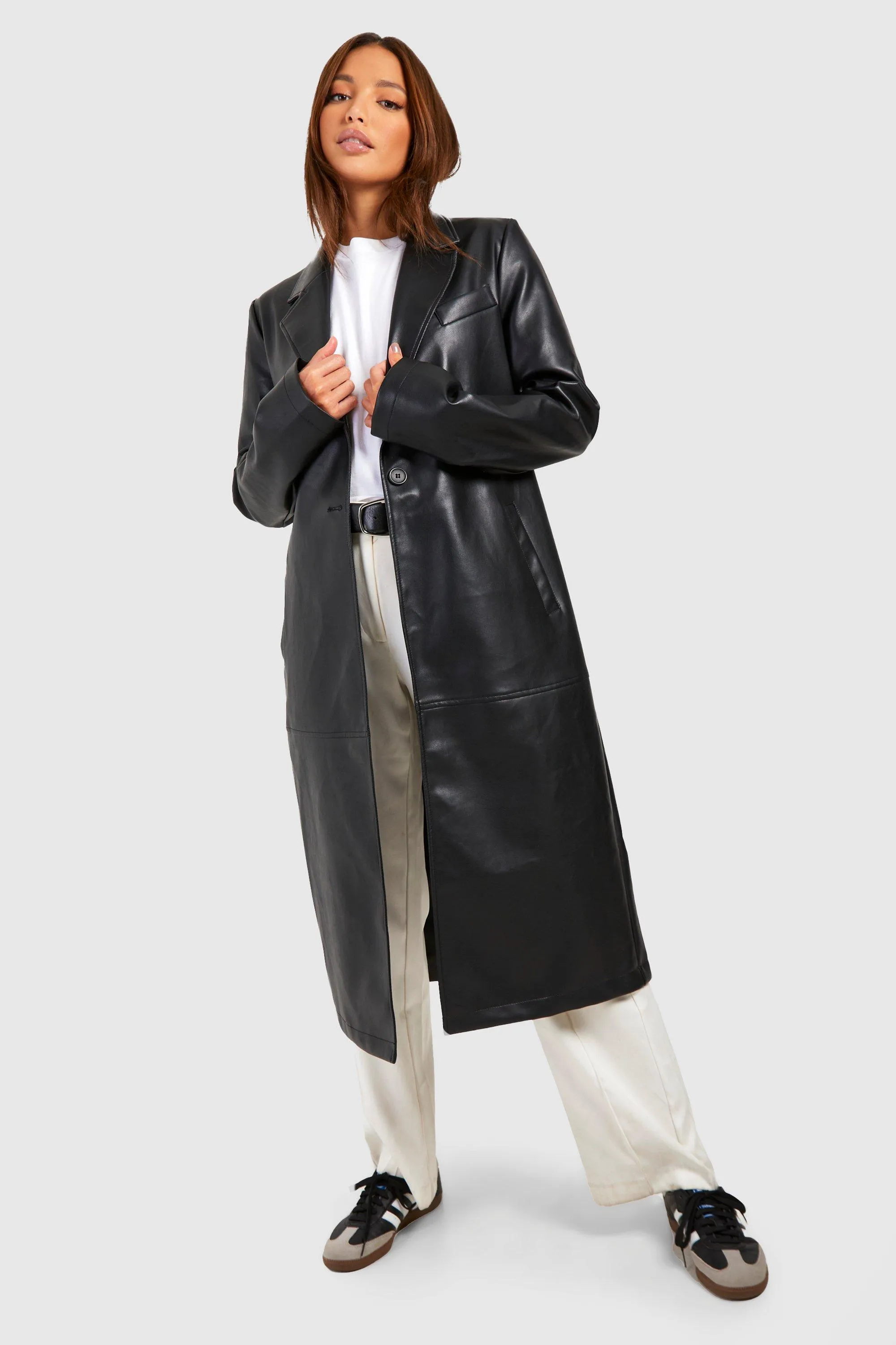 Tall Faux Leather Longline Jacket