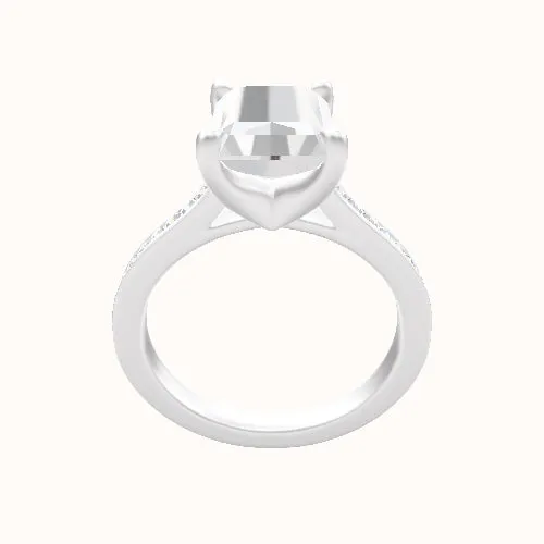 Tapered Channel Set Engagement Ring With Four Prong Head