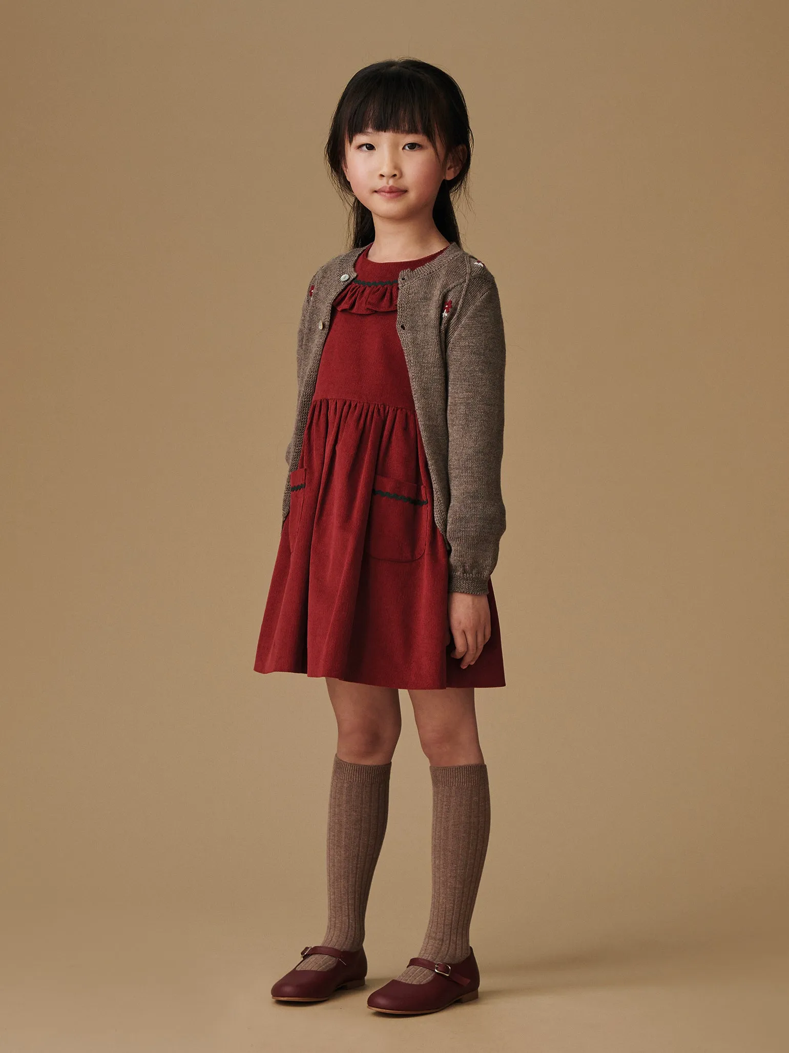 Taupe Espina Merino Girl Cardigan