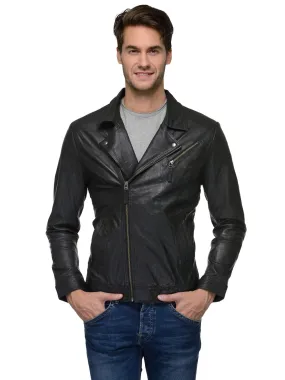 Teakwood Black Mens Genuine Leather Jacket