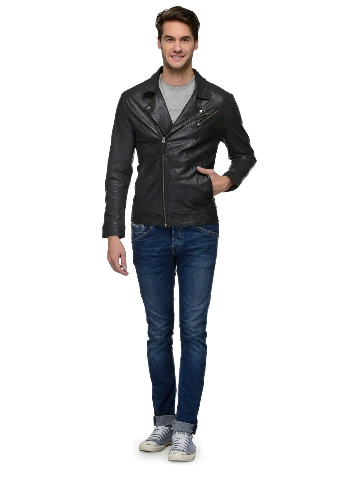 Teakwood Black Mens Genuine Leather Jacket