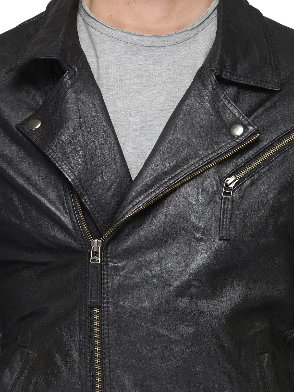 Teakwood Black Mens Genuine Leather Jacket