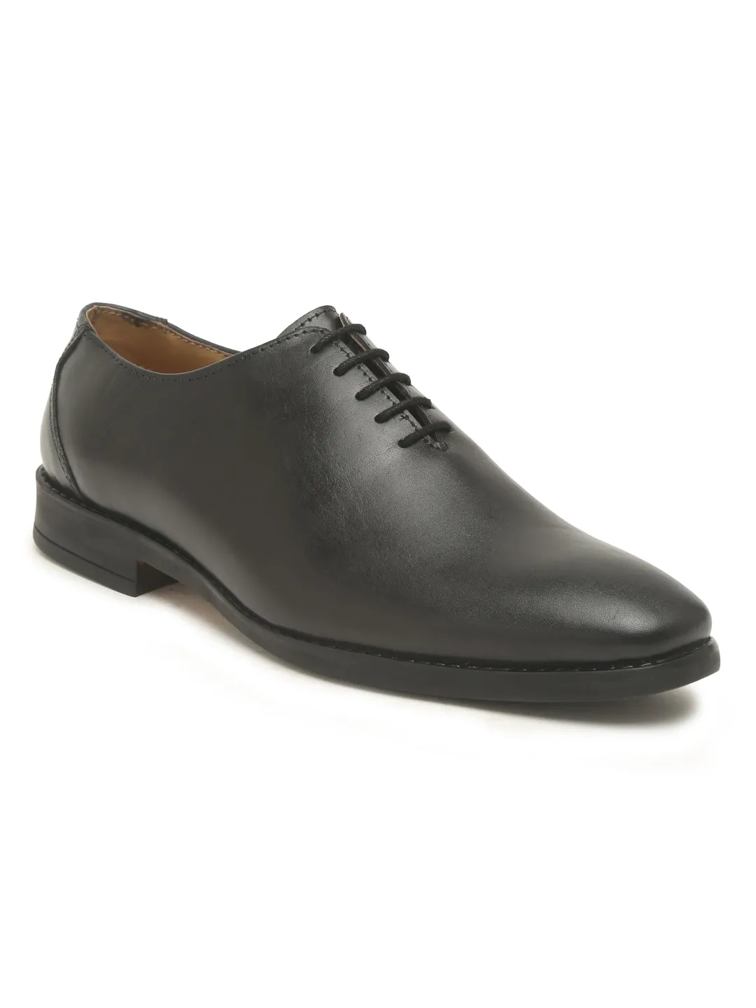 Teakwood Genuine Leather Black Oxford Shoes