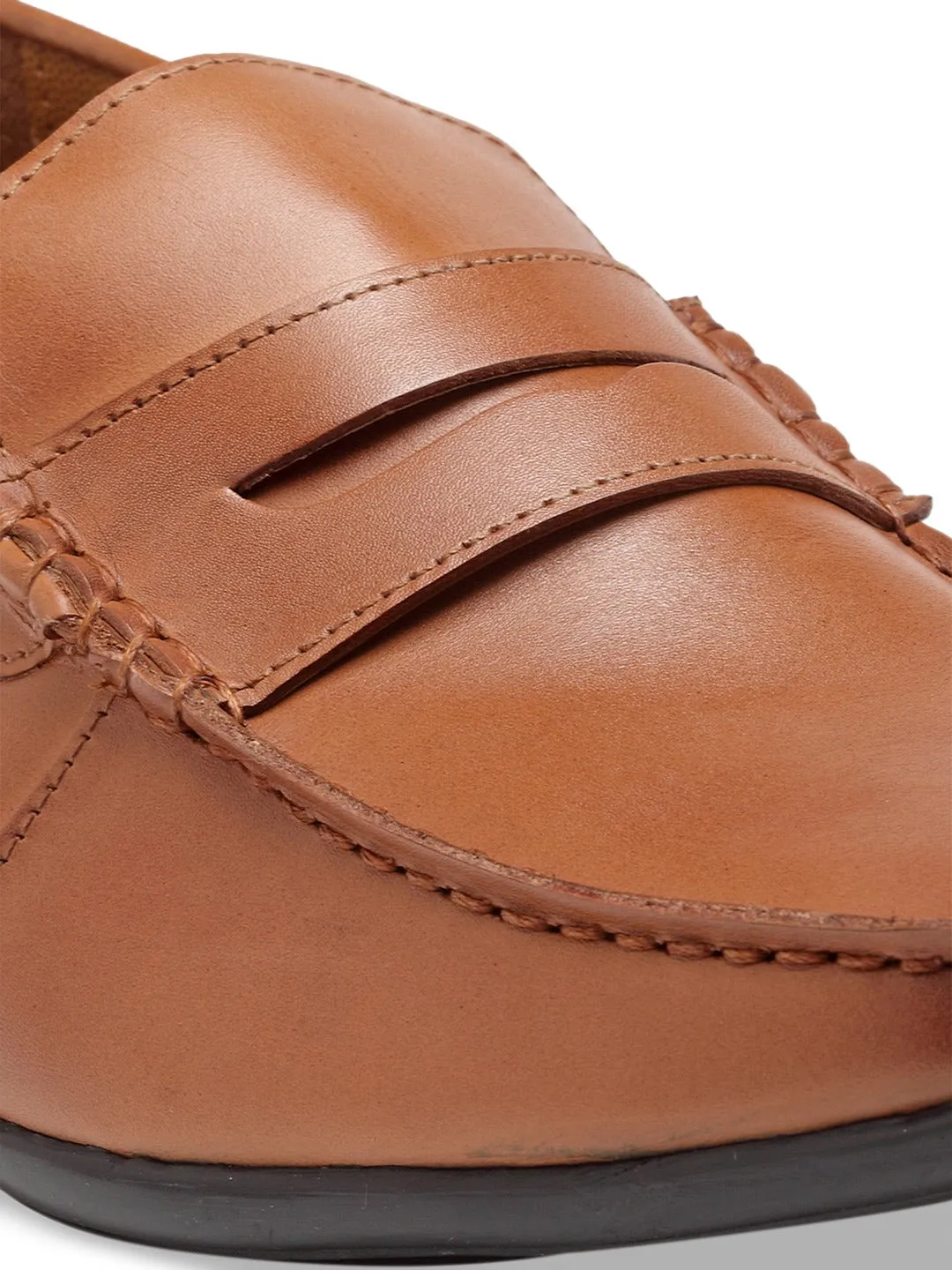 Teakwood Genuine Leather Tan Slip-On Shoes