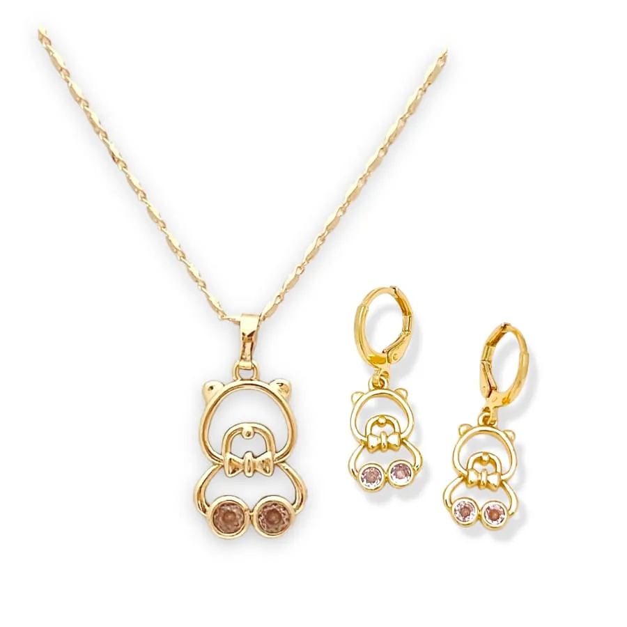 Gold Plated Teddy Bear Pink Crystal Collection