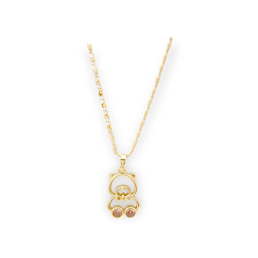 Gold Plated Teddy Bear Pink Crystal Collection