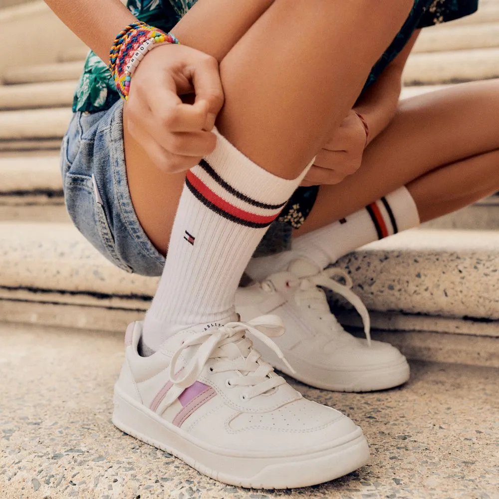 Teen White Lace-Up Trainers