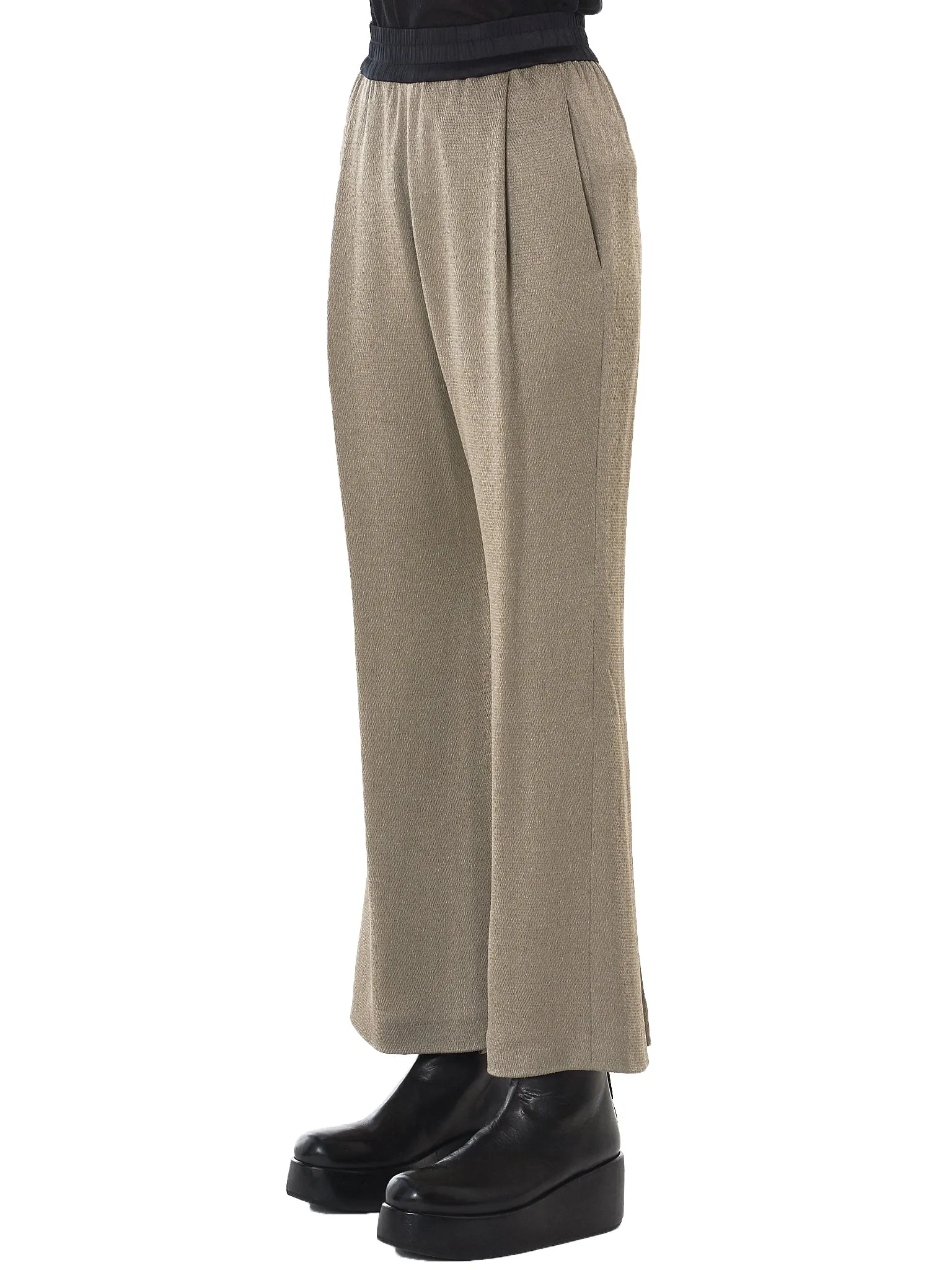 Textured Bellbottom Trousers (P02F18-TAUPE-GRAIN)