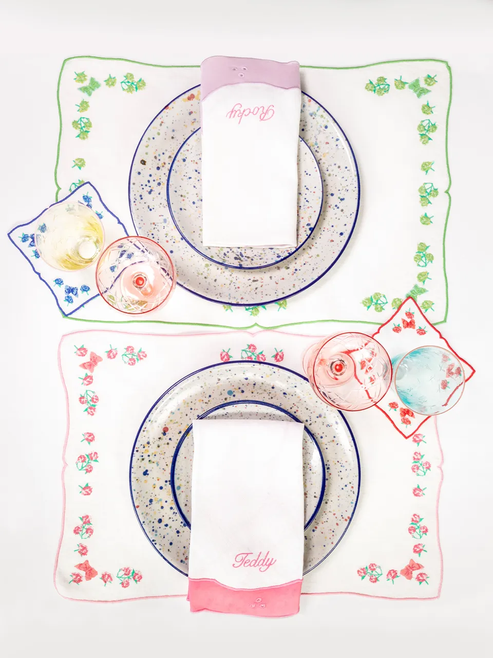 The Rainbow Floral Placemat, Set of 6 - Everything / Linen