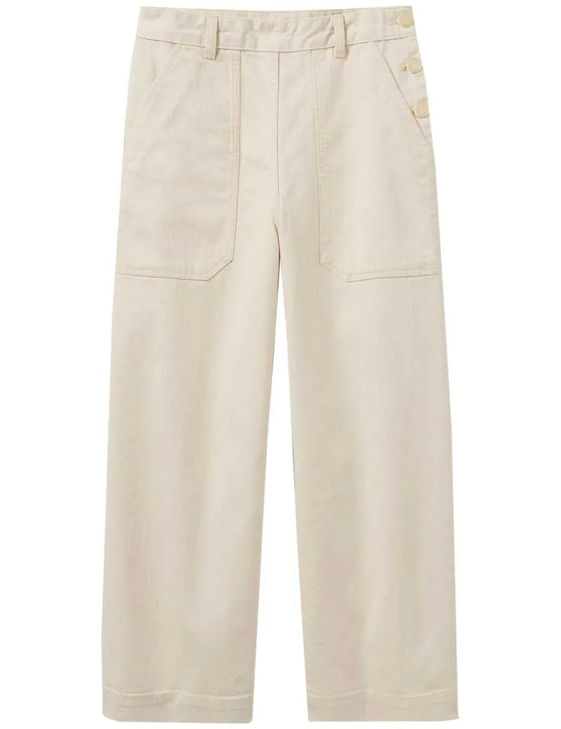 Toast Annie Ecru Side Button Trousers Ecru