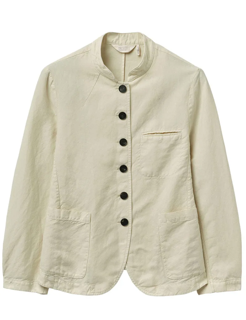 Toast Garment Dyed Cotton Linen Neat Jacket Parchment