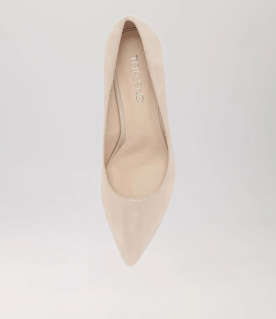 TOP END Barrios Nude Shimmer Leather Heels