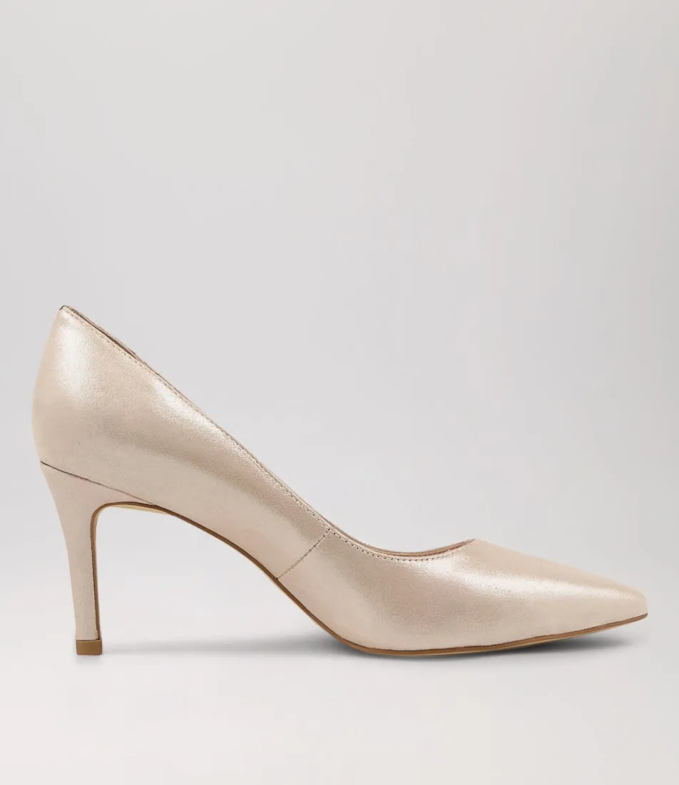 TOP END Barrios Nude Shimmer Leather Heels