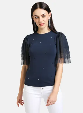 Top with Decorative Ruffle Sleeves