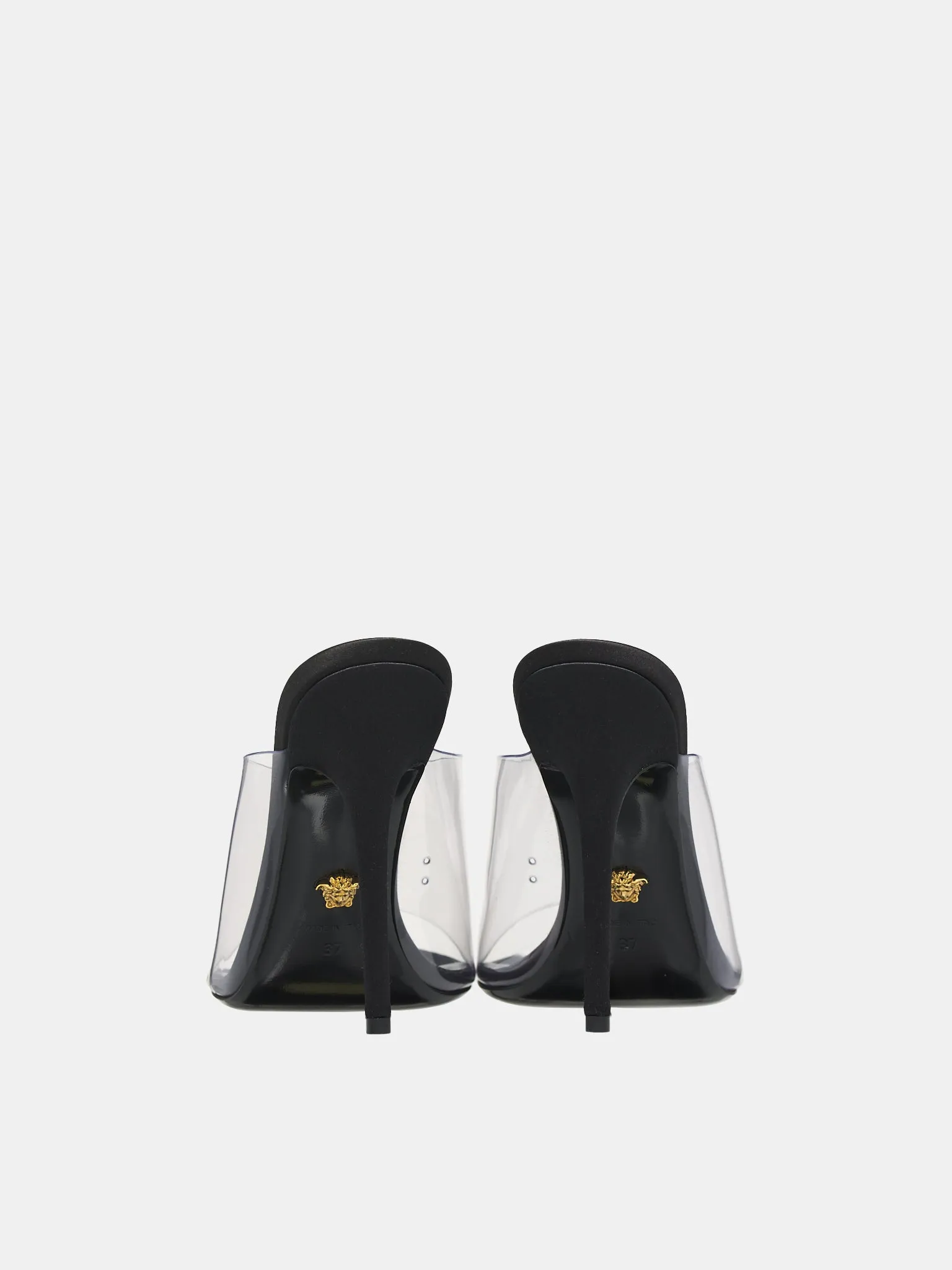 Transparent Heeled Mules (1012468-1A08652-BLACK-GOLD)