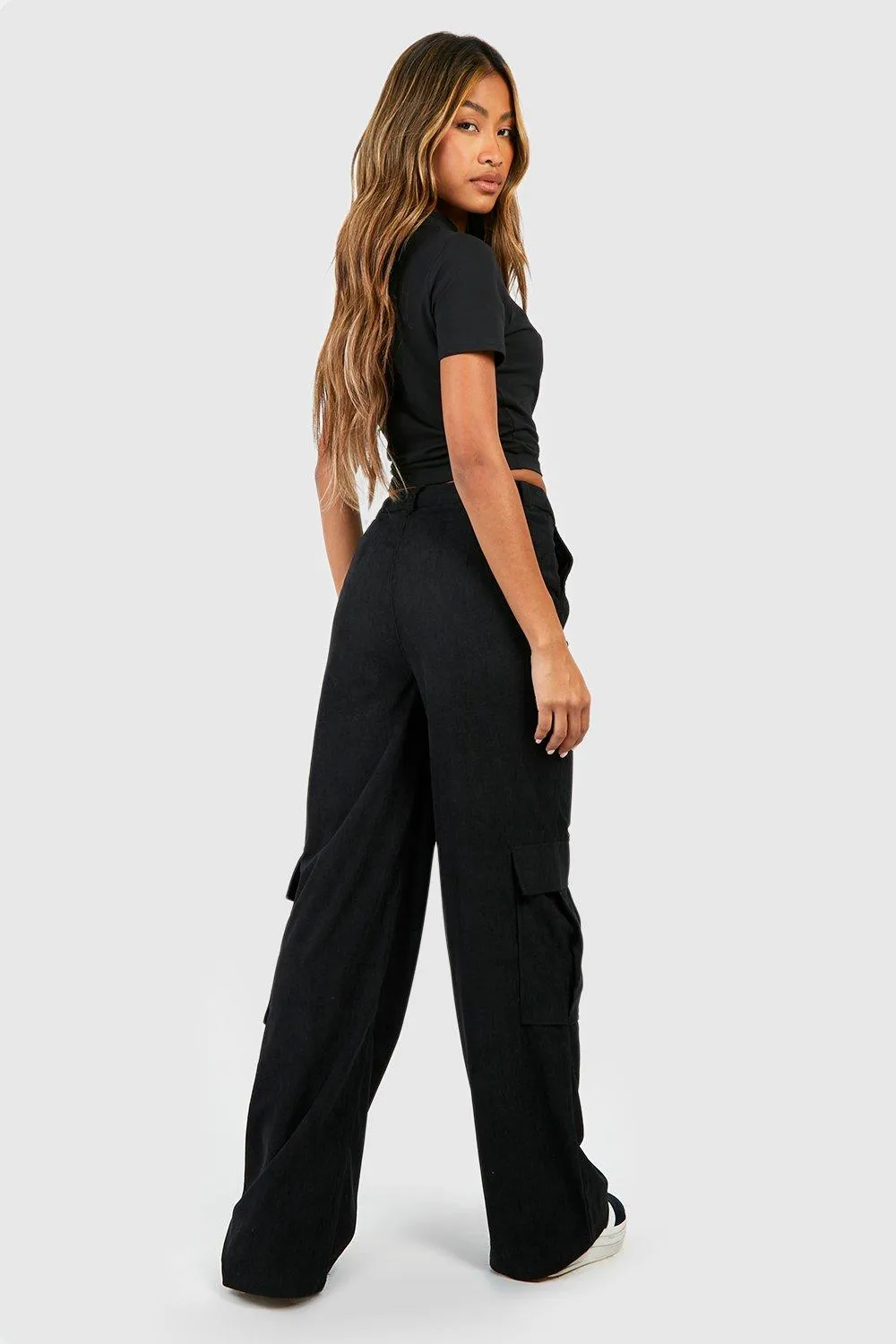 Cord High Waisted Cargo Pants