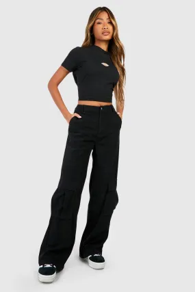 Cord High Waisted Cargo Pants