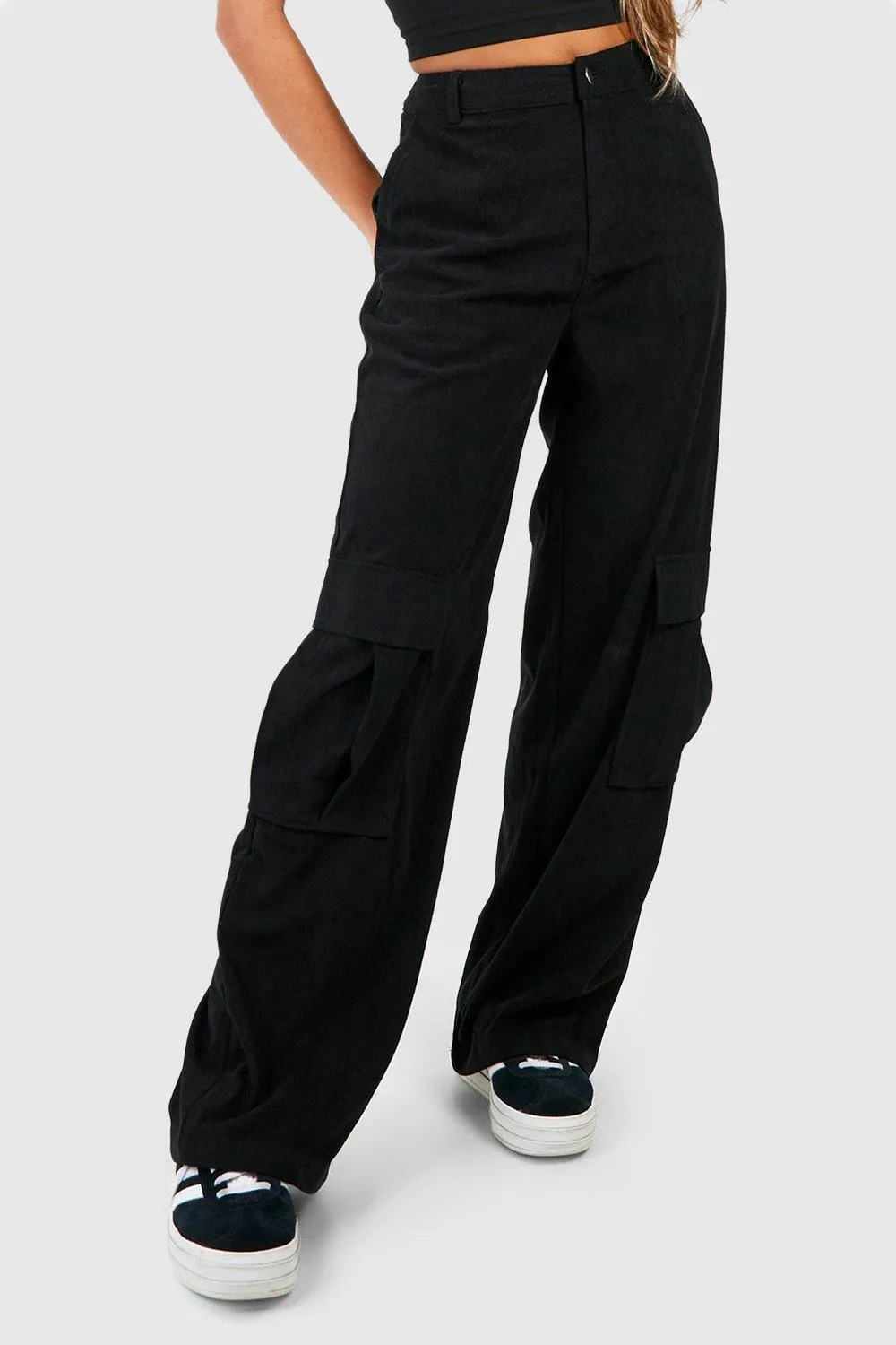 Cord High Waisted Cargo Pants