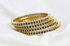 Uncut Blue Bangle Set (Set of 4)