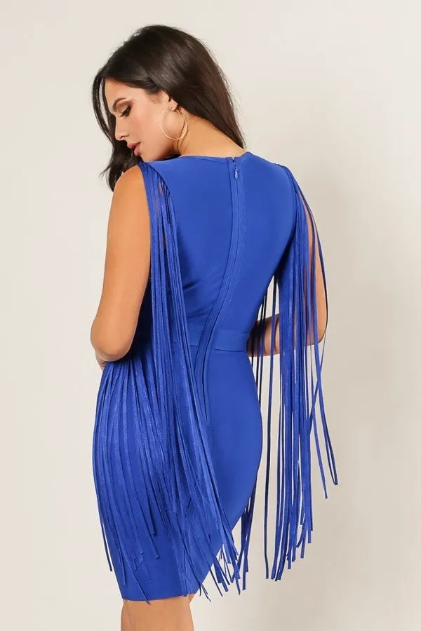 Fringe Sleeve Bandage Dress - Vanessa