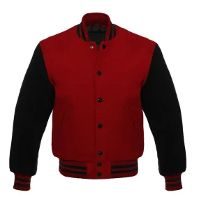 Varsity All Wool Men's Baseball Letterman Bomber Style Wool Sleeve Retro Jacket-02