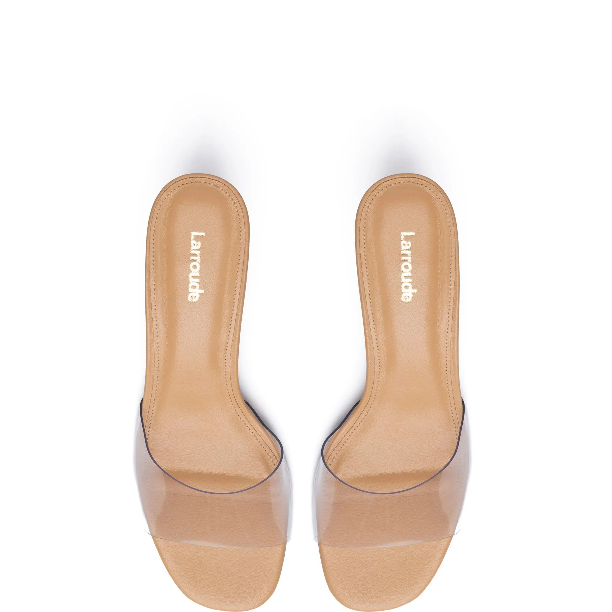 Tan Leather and Vinyl Vivi Lucite Mule