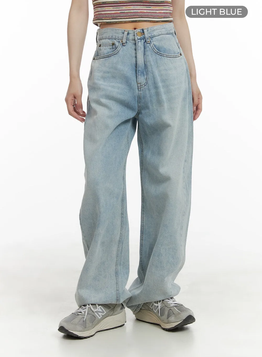 Washed Denim CA408 Wide Fit Straight Jeans