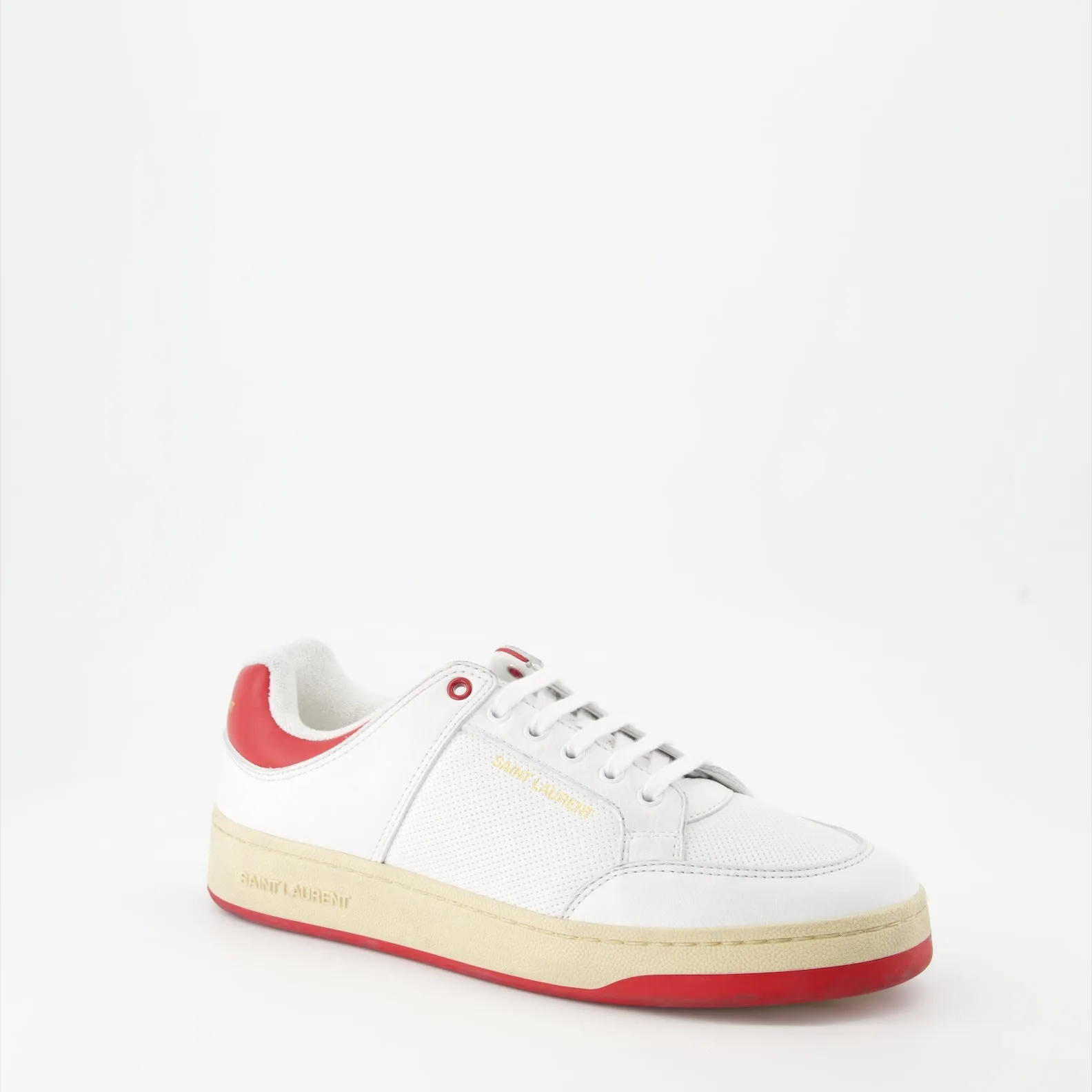 White and Red Leather Sneakers SL61