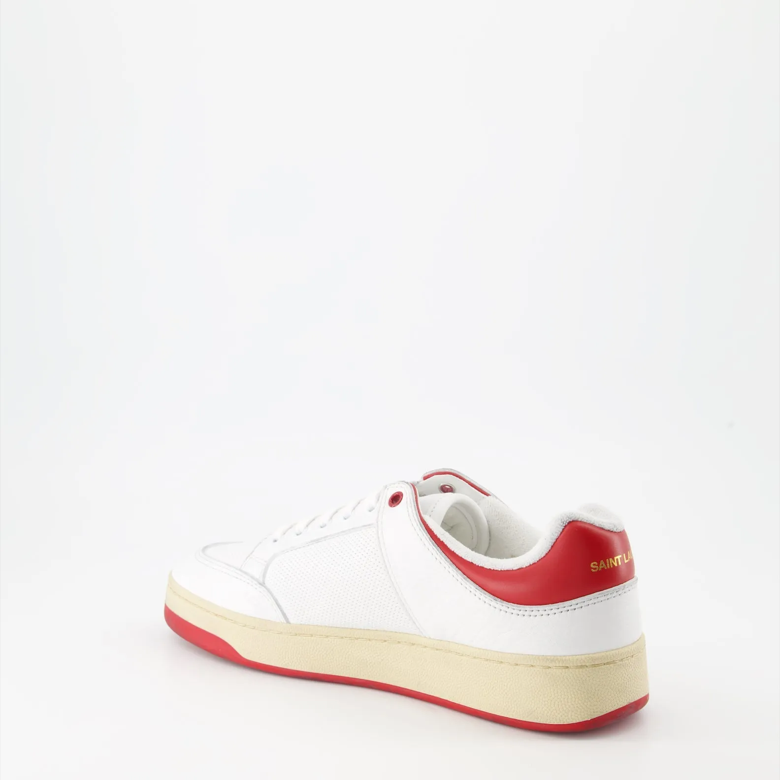 White and Red Leather Sneakers SL61