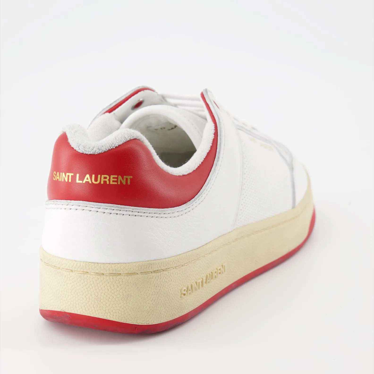 White and Red Leather Sneakers SL61