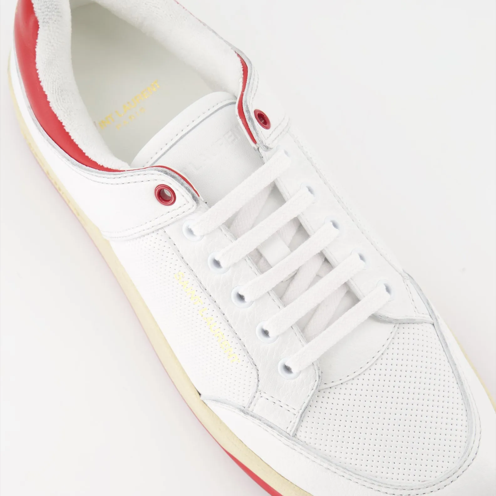 White and Red Leather Sneakers SL61