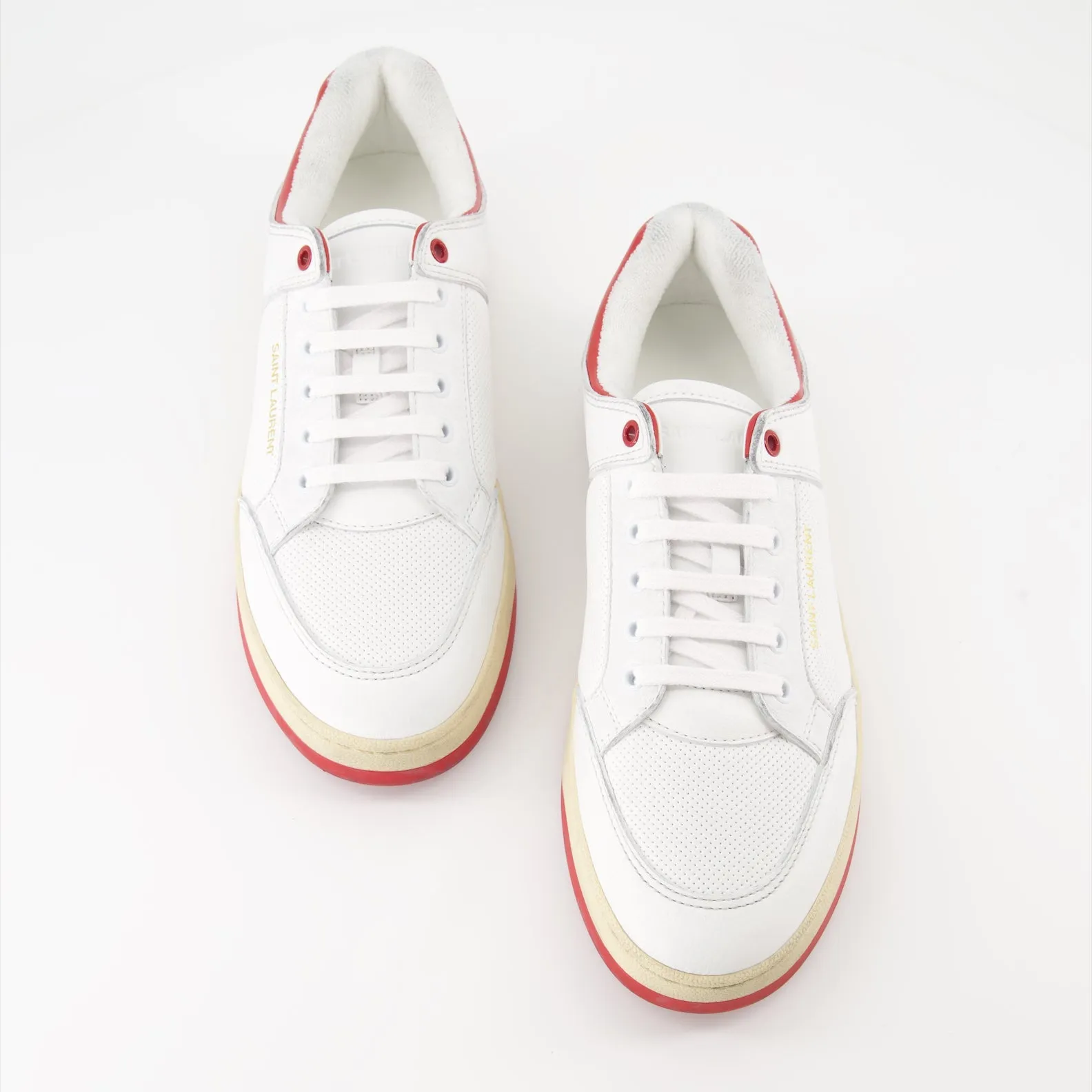 White and Red Leather Sneakers SL61