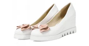 Pastel Pink Bow Point Head Ballet Flats Platforms