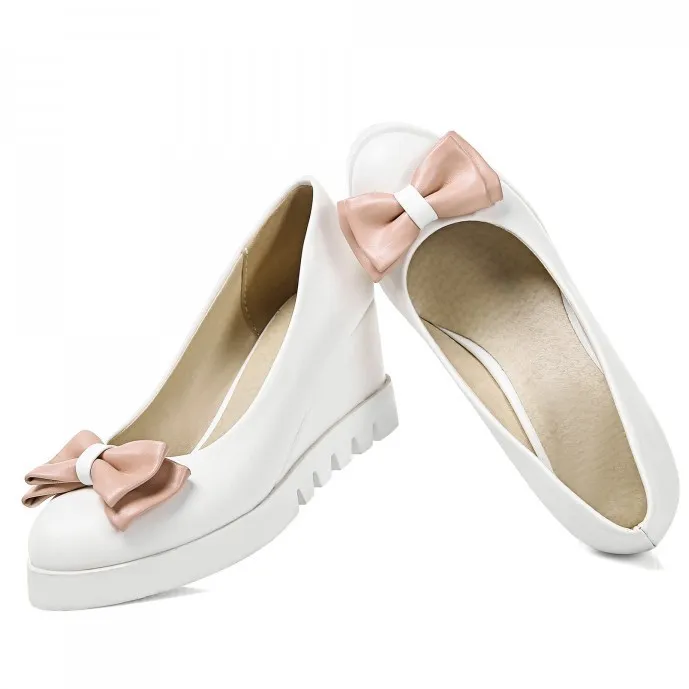 Pastel Pink Bow Point Head Ballet Flats Platforms